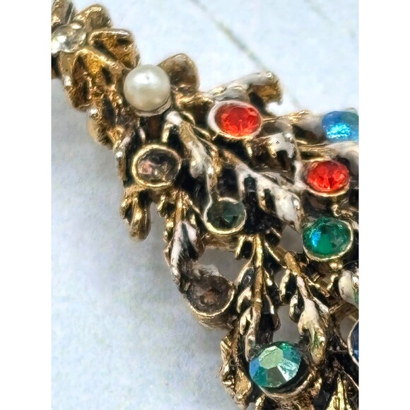Vintage ART Arthur Pepper Brooch Pin Christmas Tree Gold/Brass Tone Signed - Picture 11 of 11